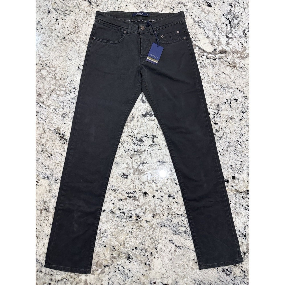 NWT Siviglia Dark Gray Designer Jeans Straight‎ Leg 30x33 Made in Italy Luxury